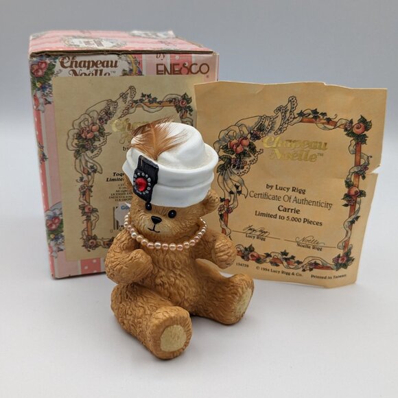 Chapeau Noelle by Lucy Rigg Carrie Bear Figurine 1994, Limited Edition - Picture 2 of 10